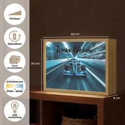 Race - Auto - Formule 1 - Jongens - Blauw Light Box met batterij (Wandlamp kind) middel -USP_websiteoverzichtNL