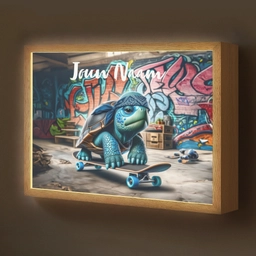 Schildpad - Graffiti - Skateboard - Jongens Light Box met batterij (Wandlamp kind) middel -z3d_website