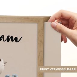Tijger - Blauwe bloemen - Rustig Light Box met batterij (Wandlamp kind) middel -USP_websiteprintNL