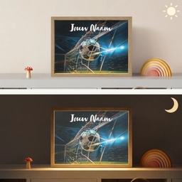Voetbal - Goal - Sport - Jongens Light Box met batterij (Wandlamp kind) middel -sfeer3_kind