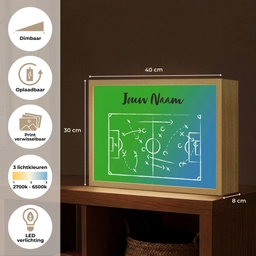 Voetbal - Tactiek - Spel - Groen - Blauw Light Box met batterij (Wandlamp kind) middel -USP_websiteoverzichtNL