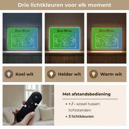 Voetbal - Tactiek - Spel - Groen - Blauw Light Box met batterij (Wandlamp kind) middel -USP_lichtkleurNL
