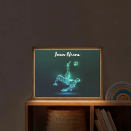 Voetbal - Voetballer - Jongen - Zwart Light Box met batterij (Wandlamp kind) middel -sfeer1_kind