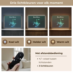 Voetbal - Voetballer - Jongen - Zwart Light Box met batterij (Wandlamp kind) middel -USP_lichtkleurNL