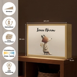 Vos - Gele bloemen - Minimalistisch Light Box met batterij (Wandlamp kind) middel -USP_websiteoverzichtNL