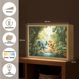 Olifant - Tijger - Bos - Jungle Light Box met batterij (Wandlamp kind) middel -USP_websiteoverzichtNL