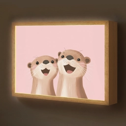 Otters - Glimlach - Bruin Light Box met batterij (Wandlamp kind) middel -z3d_website