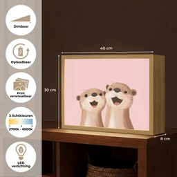 Otters - Glimlach - Bruin Light Box met batterij (Wandlamp kind) middel -USP_websiteoverzichtNL