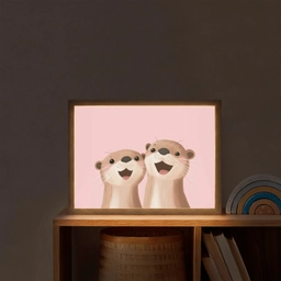 Otters - Glimlach - Bruin Light Box met batterij (Wandlamp kind) middel -sfeer1_kind