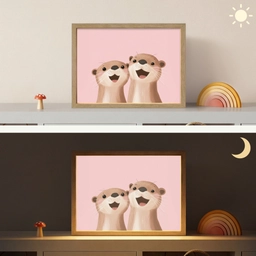 Otters - Glimlach - Bruin Light Box met batterij (Wandlamp kind) middel -sfeer3_kind