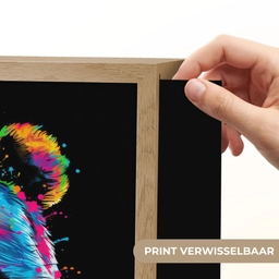 Panda - Dieren - Kleur - Verf - Zwart Light Box met batterij (Wandlamp kind) middel -USP_websiteprintNL