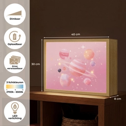 Planeten - Roze - Sterren Light Box met batterij (Wandlamp kind) middel -USP_websiteoverzichtNL