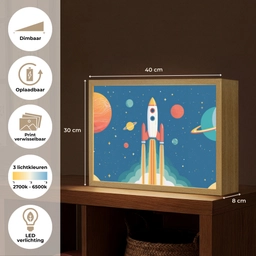 Raket - Planeten - Ruimte Light Box met batterij (Wandlamp kind) middel -USP_websiteoverzichtNL