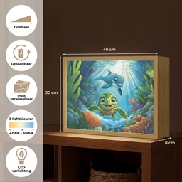 Schildpad - Dolfijn - Oceaan Light Box met batterij (Wandlamp kind) middel -USP_websiteoverzichtNL