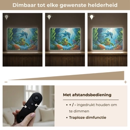 Schildpad - Dolfijn - Oceaan Light Box met batterij (Wandlamp kind) middel -USP_dimbaarNL
