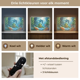 Schildpad - Dolfijn - Oceaan Light Box met batterij (Wandlamp kind) middel -USP_lichtkleurNL