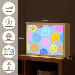 Smileys - Kleurrijk - Grappig Light Box met batterij (Wandlamp kind) middel -USP_websiteoverzichtNL