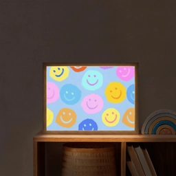 Smileys - Kleurrijk - Grappig Light Box met batterij (Wandlamp kind) middel -sfeer1_kind