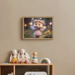 Teddybeer - Bloemenkrans - Vlinders - Elfenvleugels Light Box met batterij (Wandlamp kind) middel -sfeer2_kind