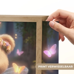 Teddybeer - Bloemenkrans - Vlinders - Elfenvleugels Light Box met batterij (Wandlamp kind) middel -USP_websiteprintNL