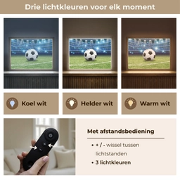 Voetbal - Stadion - Bal - Jongens Light Box met batterij (Wandlamp kind) middel -USP_lichtkleurNL