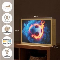 Voetbal - Vuur - IJs - Blauw Light Box met batterij (Wandlamp kind) middel -USP_websiteoverzichtNL