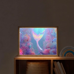 Zeemeerminnenstaart - Koraal - Water Light Box met batterij (Wandlamp kind) middel -sfeer1_kind