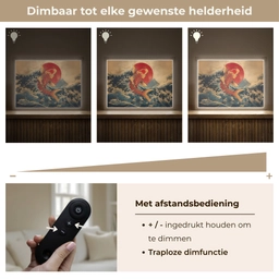 Koi - Zee - Golven - Zon Light Box met batterij (Wandlamp) middel -USP_dimbaarNL