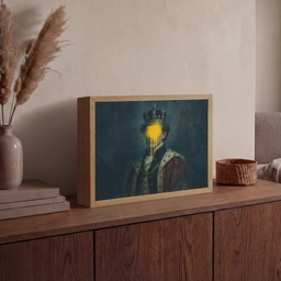Koning - Portret - Druipende gele verf Light Box met batterij (Wandlamp) middel -sfeer2