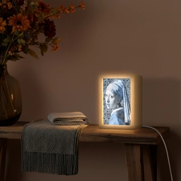 Meisje met de parel - Johannes Vermeer - Delfts blauw Light Box met kabel (Wandlamp) klein -sfeer4