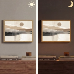 Minimalistisch - Landschap - Dimensie Light Box met batterij (Wandlamp) middel -sfeer3