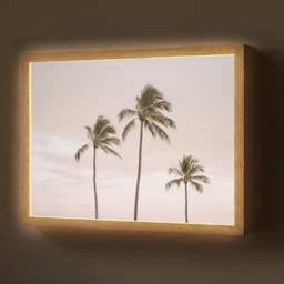 Palmbomen - Zonsondergang - Roze Light Box met batterij (Wandlamp) middel -z3d_website