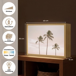 Palmbomen - Zonsondergang - Roze Light Box met batterij (Wandlamp) middel -USP_websiteoverzichtNL