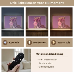 Panter - Zonnebril - Kauwgombel - Roze Light Box met batterij (Wandlamp) middel -USP_lichtkleurNL
