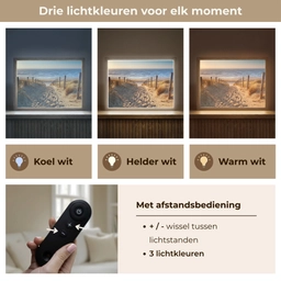 Strand - Zee - Nederland - Duinen - Zon Light Box met batterij (Wandlamp) middel -USP_lichtkleurNL