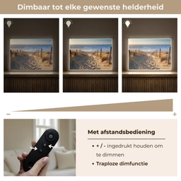 Strand - Zee - Nederland - Duinen - Zon Light Box met batterij (Wandlamp) middel -USP_dimbaarNL