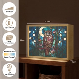 Uil - Mozaïek - Maan - Nacht Light Box met batterij (Wandlamp) middel -USP_websiteoverzichtNL