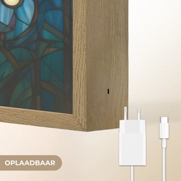 Uil - Mozaïek - Maan - Nacht Light Box met batterij (Wandlamp) middel -USP_websiteoplaadbaarNL