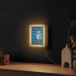 Vogel - Decoratie - Ijsvogel - Blauw Light Box met kabel (Wandlamp) klein -sfeer1