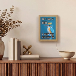 Vogel - Decoratie - Ijsvogel - Blauw Light Box met kabel (Wandlamp) klein -sfeer2