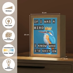 Vogel - Decoratie - Ijsvogel - Blauw Light Box met kabel (Wandlamp) klein -USP_websiteoverzichtNL