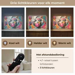 Vrouw - Kauwgom - Graffiti - Neonkleuren Light Box met batterij (Wandlamp) middel -USP_lichtkleurNL