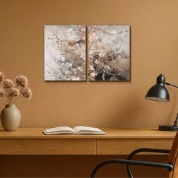 Amandelbloesem - Abstract - Beige Canvas - Meerluiken 2 luik klein -sfeer5