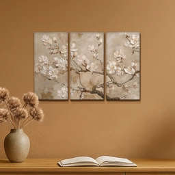 Beige - Bloesem - Modern Canvas - Meerluiken 3 luik klein -sfeer5