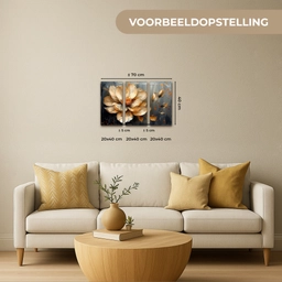 Bloem - Goud - Abstract - Verf Canvas - Meerluiken 3 luik klein -sfeer6-formaat