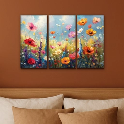 Bloemen - Lente - Kleurrijk - Zomers Canvas - Meerluiken 3 luik klein -sfeer2