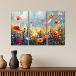 Bloemen - Lente - Kleurrijk - Zomers Canvas - Meerluiken 3 luik klein -sfeer3