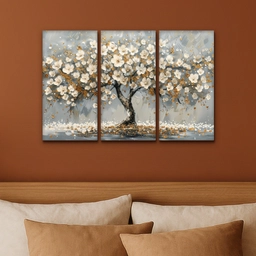 Boom - Abstract - Wit - Bloesem Canvas - Meerluiken 3 luik klein -sfeer2