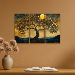 Boom - Geel - Abstract - Modern Canvas - Meerluiken 3 luik klein -sfeer5