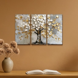 Boom - Wit - Goud - Verflook Canvas - Meerluiken 3 luik klein -sfeer5